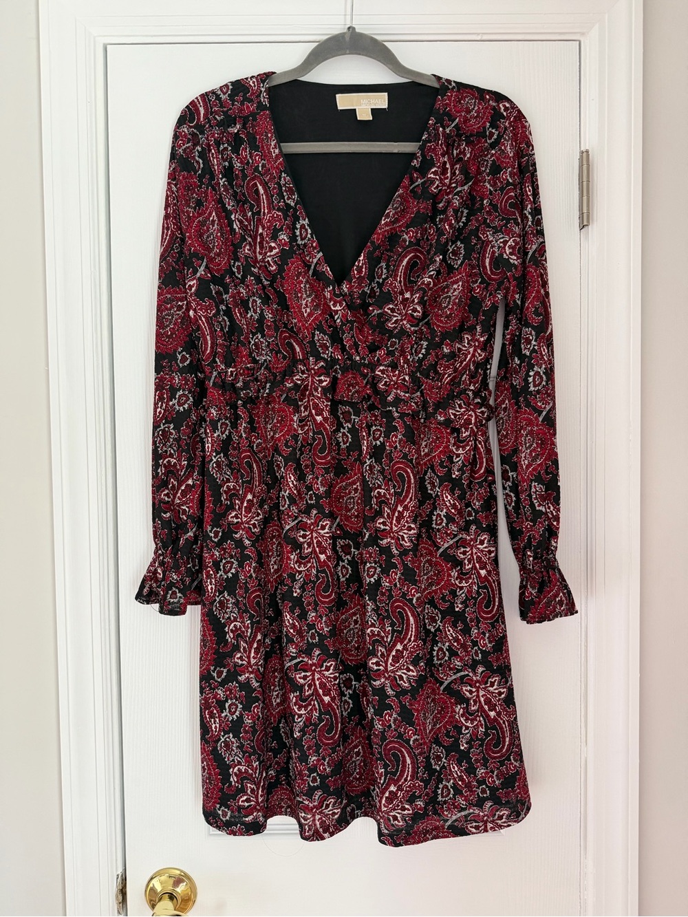 MICHAEL Michael Kors Black and Burgundy Paisley Mini Dress